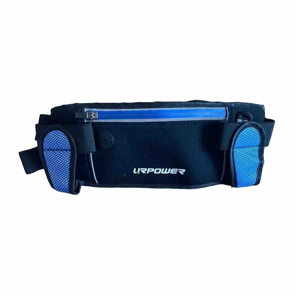Urpower Running Belt Black/Blue Wide Adjustable Strap Pockets For Water Bottles